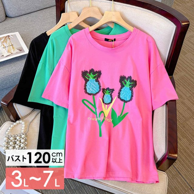 韓国風花柄Tシャツ