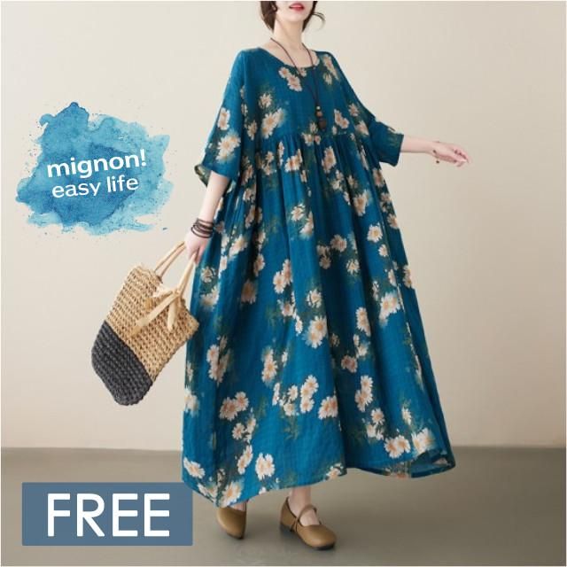 新品タグ付き✨萌ユル　デザイン◎ ゆったり　ワンピース リヨセル　Mサイズ 176275951.jpg?cmsp_timestamp=