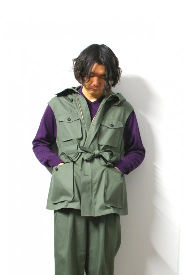 URU(ウル)/COTTON ZIP UP VEST/Khaki 通販 取り扱い