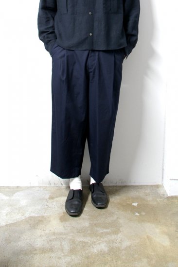 URU(ウル)/COTTON 1TUCK PANTS(TYPE B)/Navy 通販 取り扱い-CONCRETE RIVER