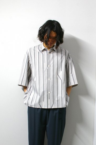 ETHOSENS(エトセンス)/Twist stripe SS shirt/Gureju × Green 通販