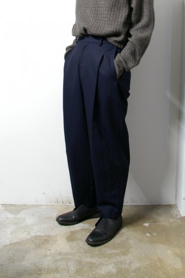 URU ウル 2タックワイドパンツ サイズ1、S コットン 紺色
