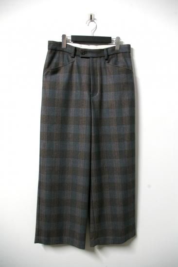 WOOL CHECK WIDE PANTS - スラックス