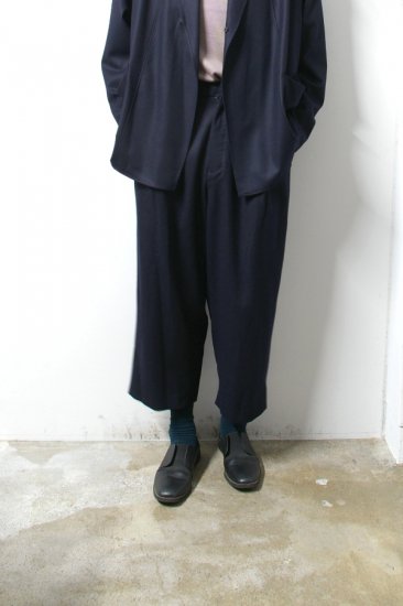 URU(ウル)/WOOL 1TUCK PANTS/D.Navy 通販 取り扱い-CONCRETE RIVER