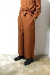 ETHOSENS(エトセンス)/Double tucked wide trousers/Red brown