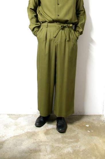 ETHOSENS(エトセンス)/Double tucked wide trousers/Khaki 通販