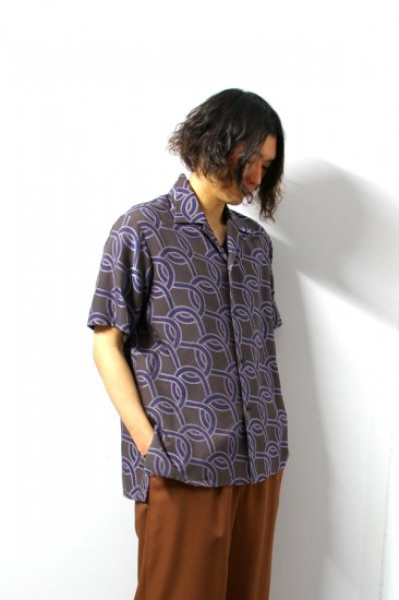 ETHOSENS(エトセンス)/Rope pattern short sleeve shirt/Blue 通販