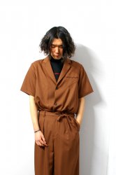 ETHOSENS(エトセンス)/Short sleeve jacket shirt/Red brown