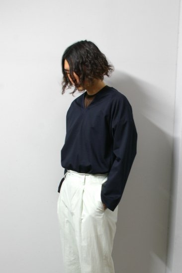 URU(ウル)/V NECK L/S TEE/Navy 通販 取り扱い-CONCRETE RIVER