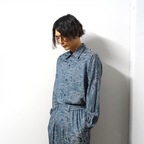 ETHOSENS(エトセンス)/Wave pattern shirt/Blue 通販 取り扱い-CONCRETE RIVER