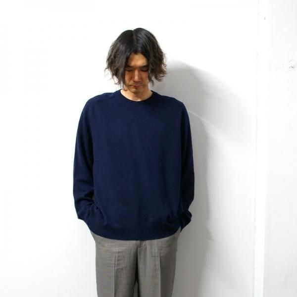 URU()/CREW NECK L/S KNIT/Navy