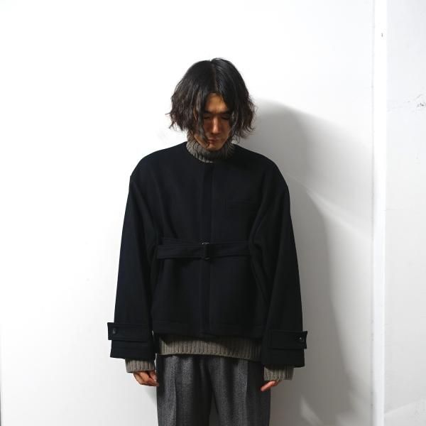 stein NO COLLAR BELTED JACKET/Black