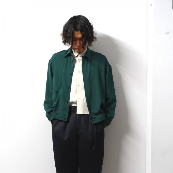 ETHOSENS(エトセンス)/Silk shirring shirt/Green