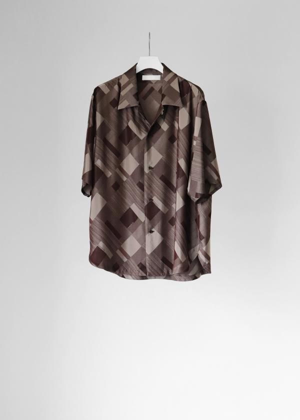 ETHOSENS(エトセンス)/Bias pattern short sleeve shirt/Greige ...