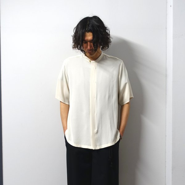 ETHOSENS(エトセンス)/Silk short sleeve shirt/Ivory