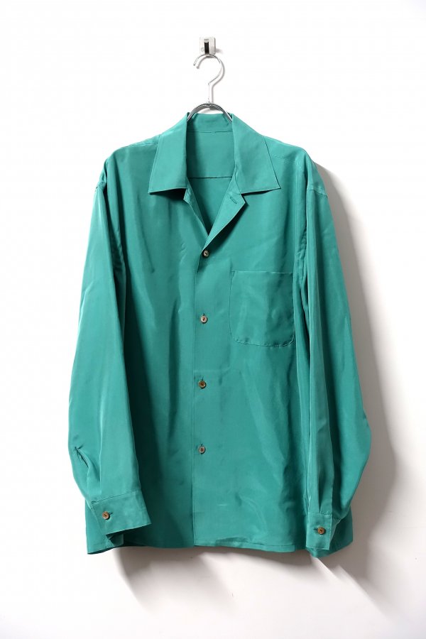 URU(ウル)/OPEN COLLAR L/S SHIRTS/Green 通販 取り扱い-CONCRETE RIVER