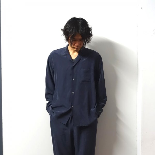 URU(ウル)/OPEN COLLAR L/S SHIRTS/Navy 通販 取り扱い-CONCRETE RIVER