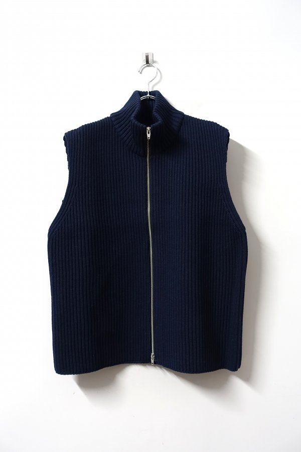 URU(ウル)/ZIP UP KNIT VEST/Navy 通販 取り扱い-CONCRETE RIVER