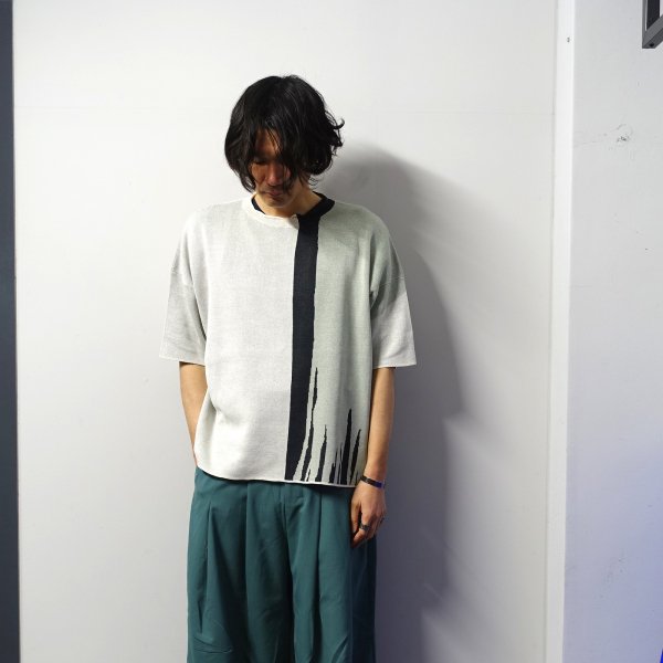 SHINYAKOZUKA(シンヤコヅカ)/ABSTRACT KNIT TEE/Cream　通販 取り扱い-CONCRETE RIVER