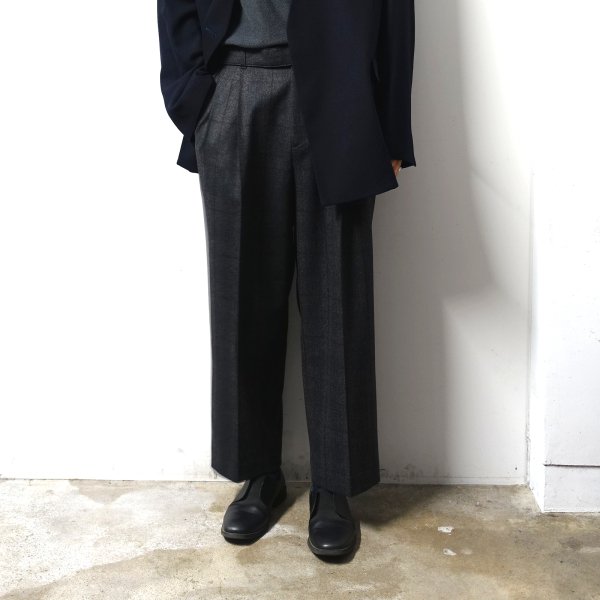 stein(シュタイン)/BELTED WIDE STRAIGHT TROUSERS/Charcoal check