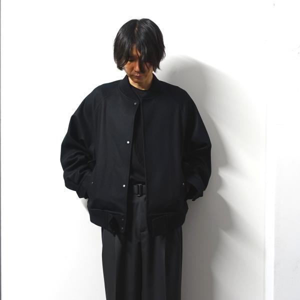 OVERSIZED MELTON STUDIUM JACKET - BLACKstein - スタジャン