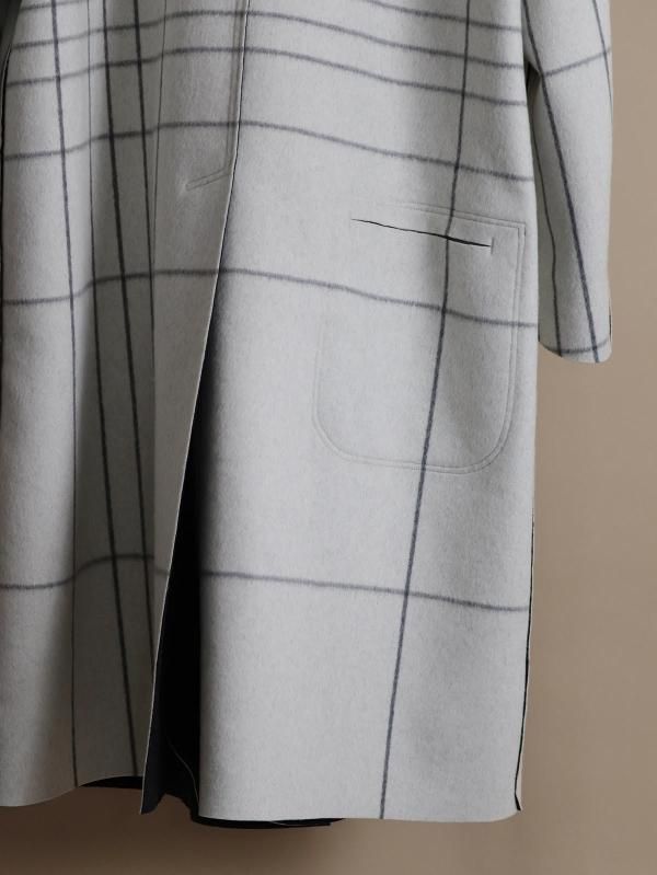 エトセンス　コート ETHOSENS(エトセンス)/Cut off coat/Ecru plaid 通販 取り扱い