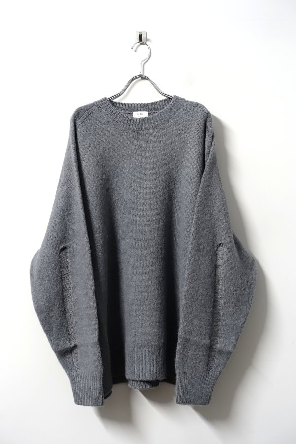 URU(ウル)/CREW NECK KNIT/Gray 通販 取り扱い-CONCRETE RIVER