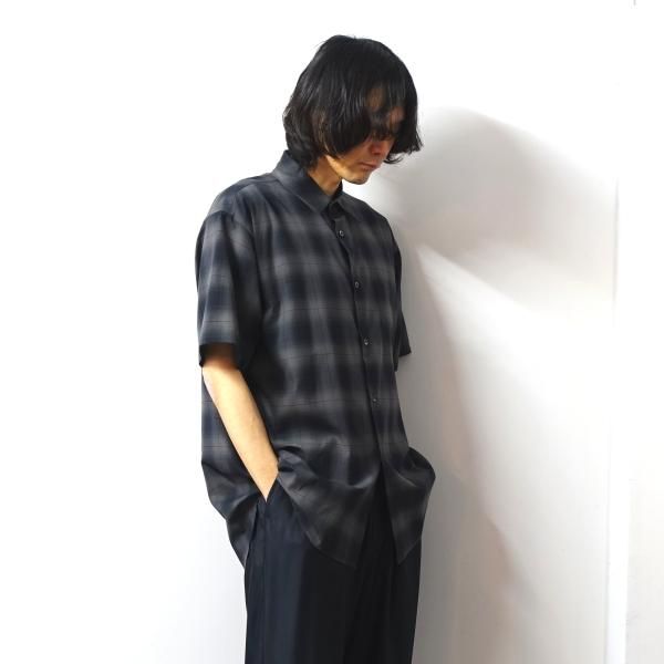 stein(シュタイン)/OVERSIZED SS SHIRT(OMBRE CHECK)/Dark navy　通販 取り扱い-CONCRETE  RIVER