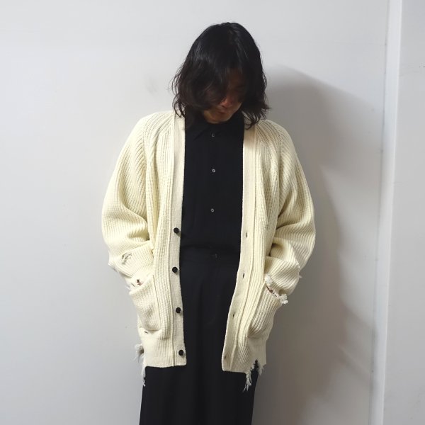 stein(シュタイン)/MILLED DAMAGE KNIT CARDIGAN/OFF　通販 取り扱い-CONCRETE RIVER