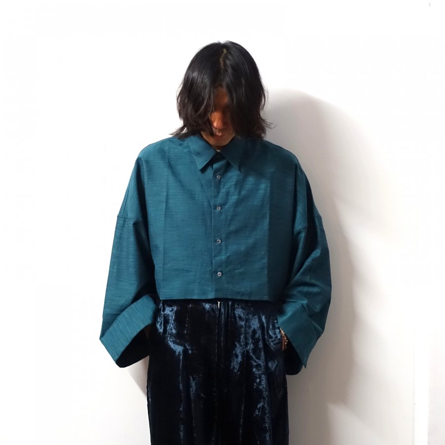 SHINYAKOZUKA(䥳)/CROPPED GIANT SHIRT/POOL GREEN