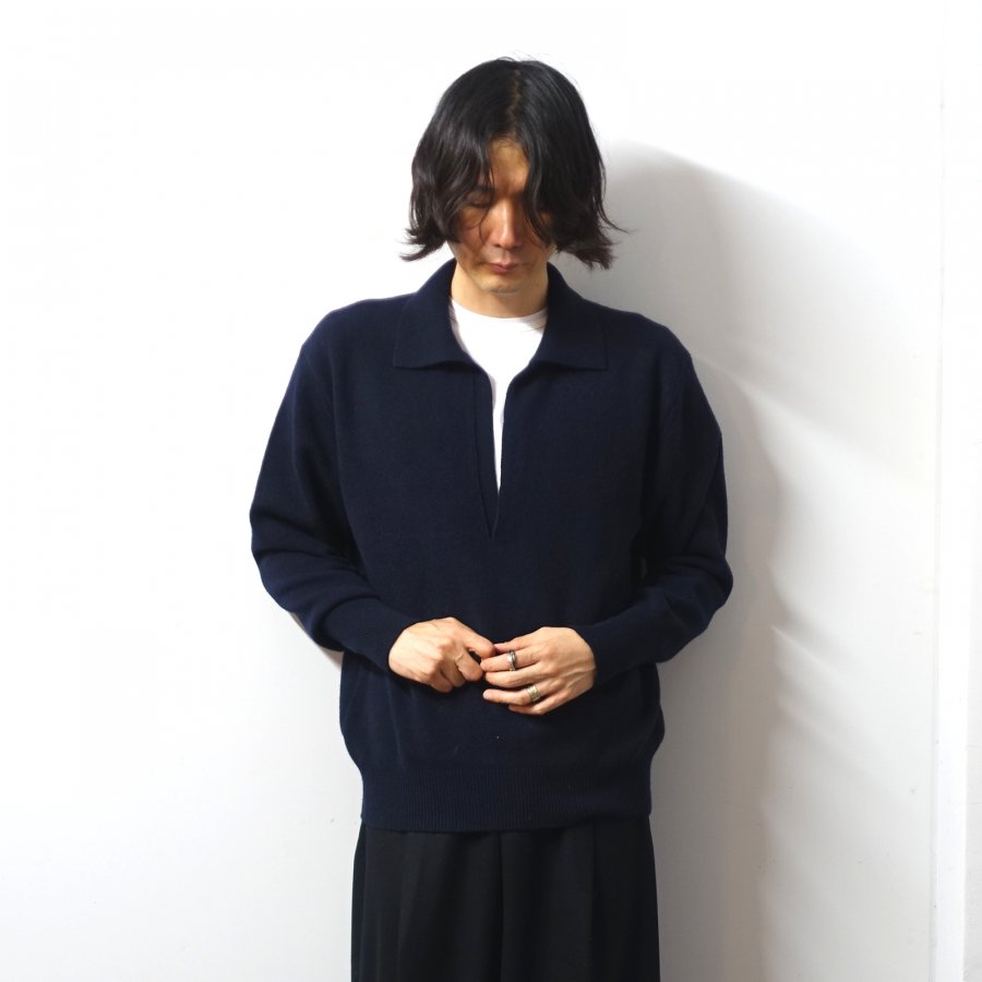 ssstein(奿)/EXTRA FINE WOOL KNIT SKIPPER LS/DARK NAVY