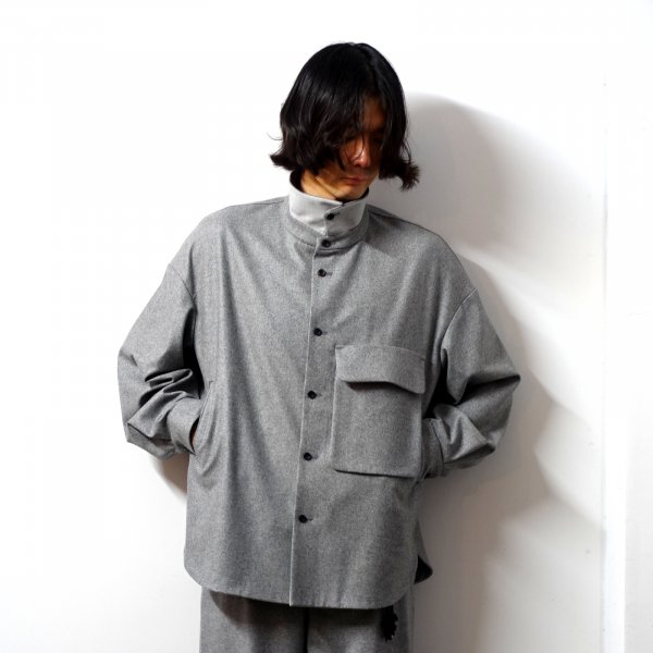 ETHOSENS(エトセンス)/Flannel loose-fit shirt/Light gray 通販 取り扱い-CONCRETE RIVER