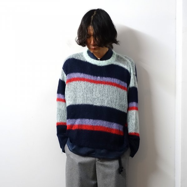 URU(ウル)/CREW NECK KNIT/NAVY×MINT 通販 取り扱い-CONCRETE RIVER