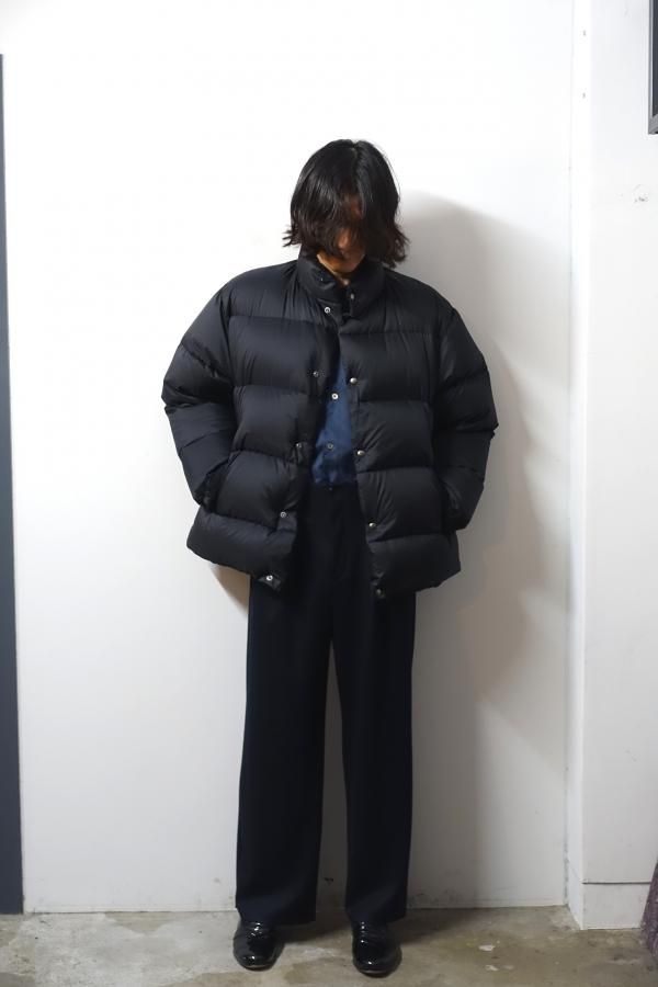 Silk Nylon Rounded Down Jacket - navy – OBLIGE