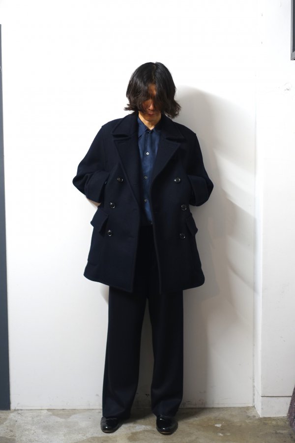 URU(ウル)/DOUBLE BREASTED COAT/NAVY 通販 取り扱い-CONCRETE RIVER