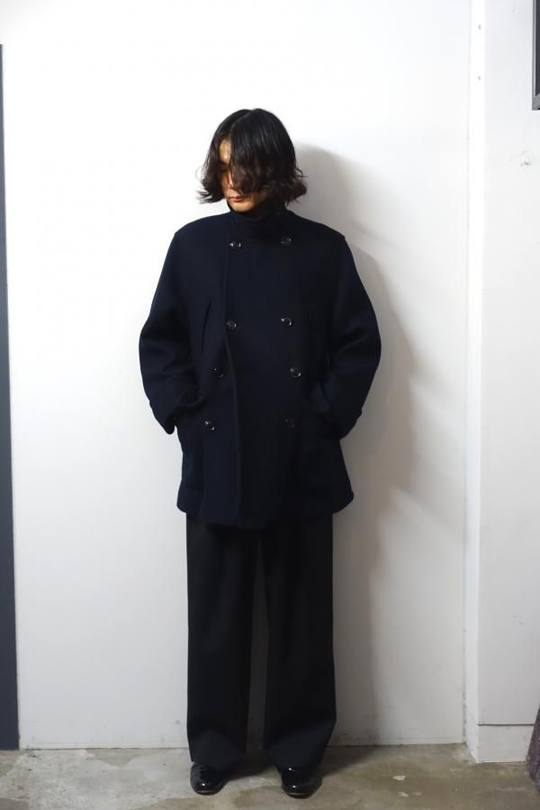 URU(ウル)/DOUBLE BREASTED COAT/NAVY 通販 取り扱い-CONCRETE RIVER
