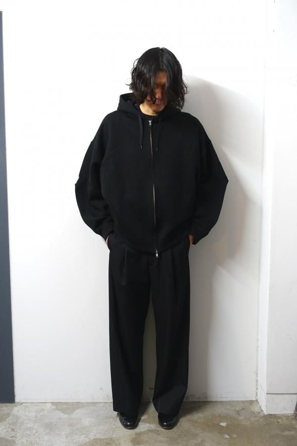 希少 黒入荷！ KNIT DOUBLE ssstein(シュタイン)/COTTON TUCKED HOODY ZIP 文学+小説