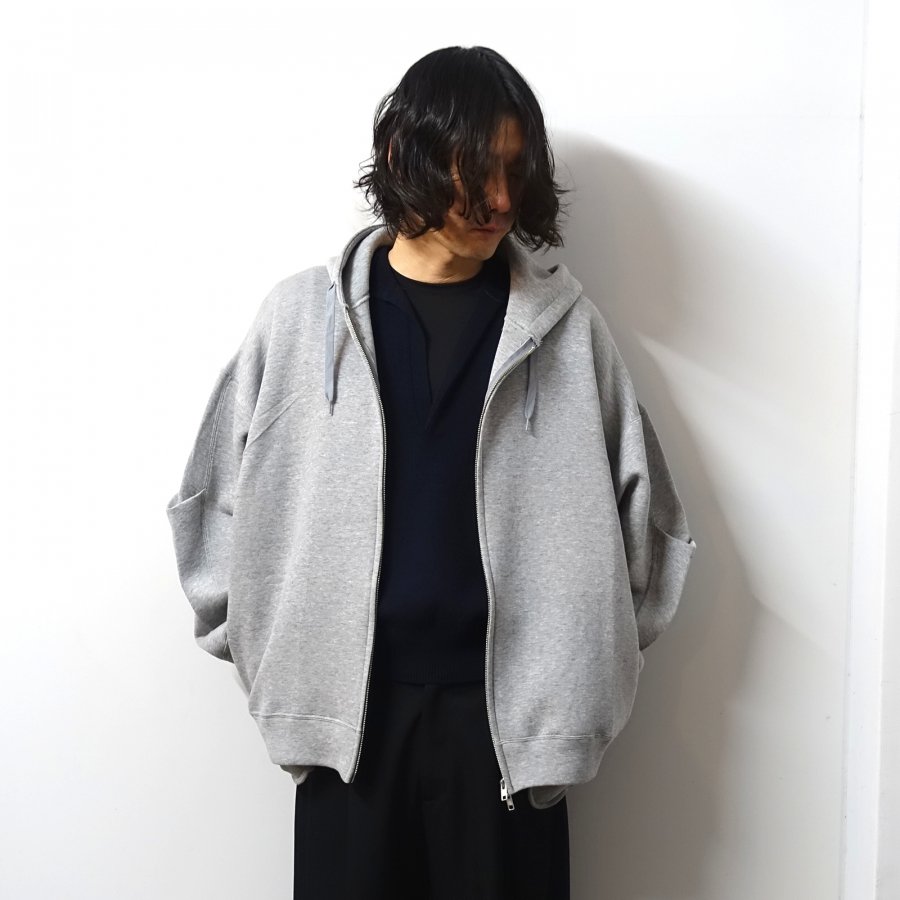 <img class='new_mark_img1' src='https://img.shop-pro.jp/img/new/icons13.gif' style='border:none;display:inline;margin:0px;padding:0px;width:auto;' />ssstein(奿)/COTTON DOUBLE KNIT TUCKED ZIP HOODY/TOP GREY