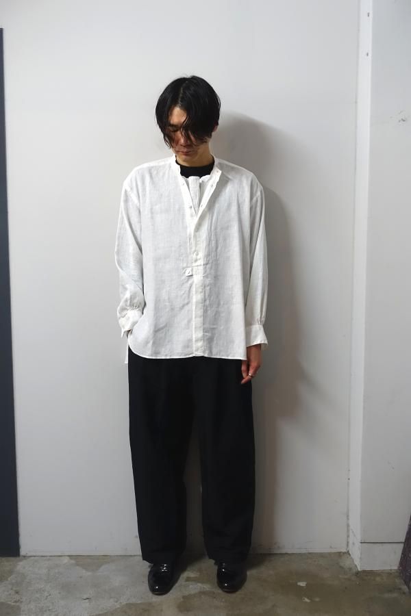 URU(ウル)/BAND COLLAR L/S SHIRTS/WHITE 通販 取り扱い-CONCRETE RIVER