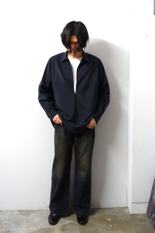 ssstein(シュタイン)/SILK/NYLON OVERSIZED SKIPPER SHIRT/BLACK