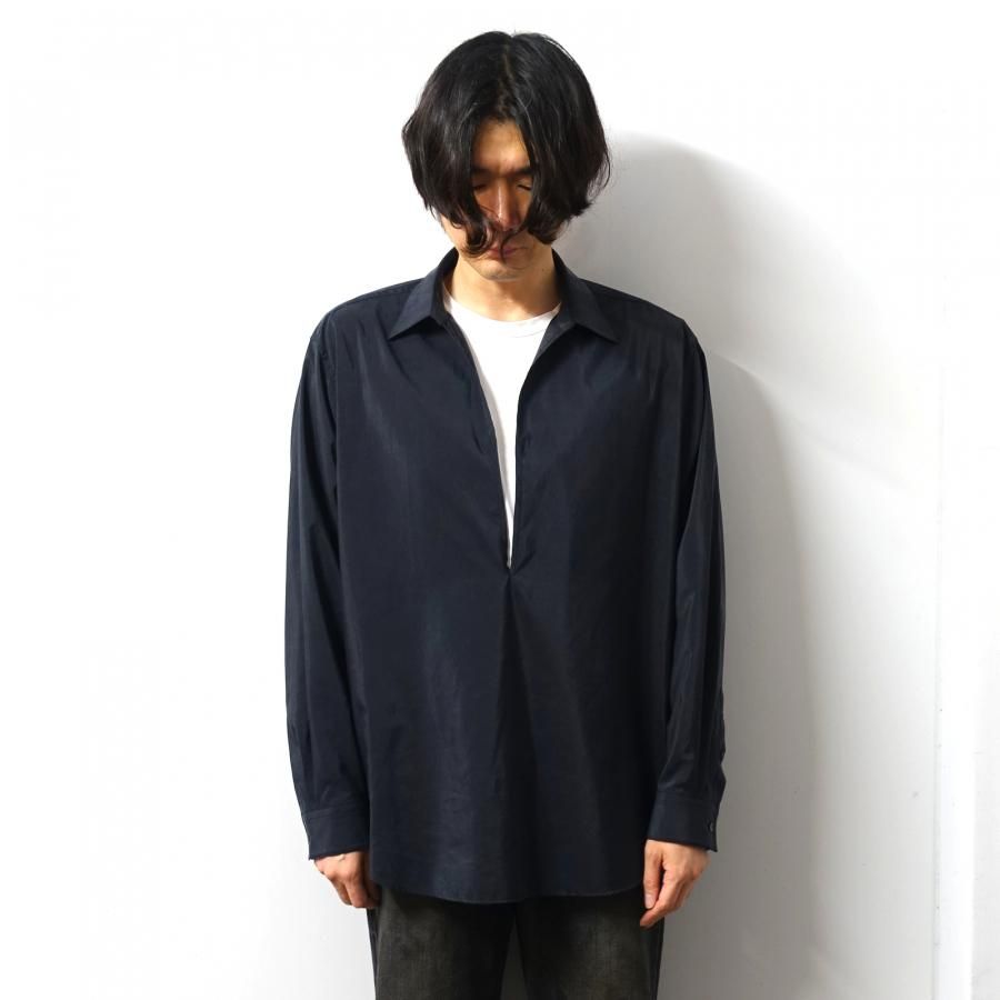 <img class='new_mark_img1' src='https://img.shop-pro.jp/img/new/icons13.gif' style='border:none;display:inline;margin:0px;padding:0px;width:auto;' />ssstein(奿)/SILK/NYLON OVERSIZED SKIPPER SHIRT/BLACK