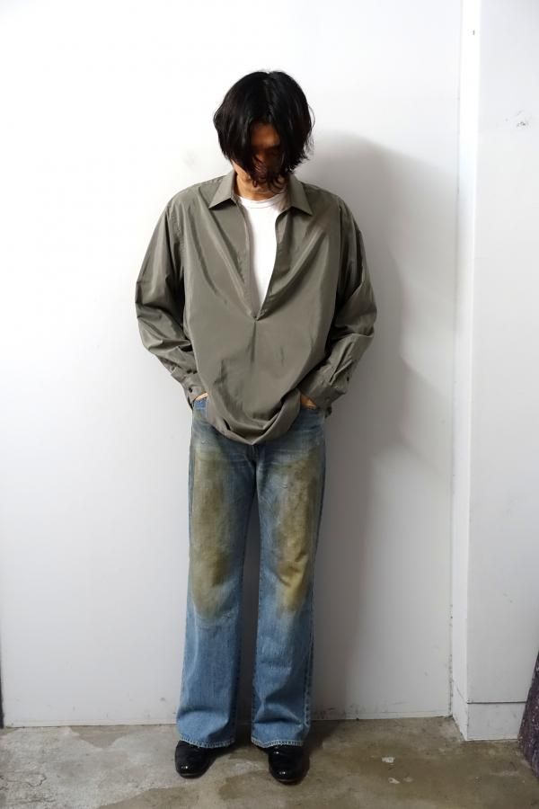 ssstein(シュタイン)/SILK/NYLON OVERSIZED SKIPPER SHIRT/BLACK 通販