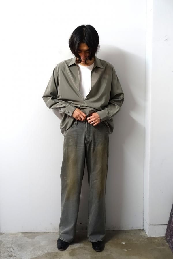 ssstein(シュタイン)/SILK/NYLON OVERSIZED SKIPPER SHIRT/BLACK