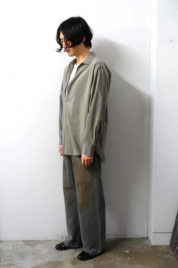 ssstein(シュタイン)/SILK/NYLON OVERSIZED SKIPPER SHIRT/BLACK 通販