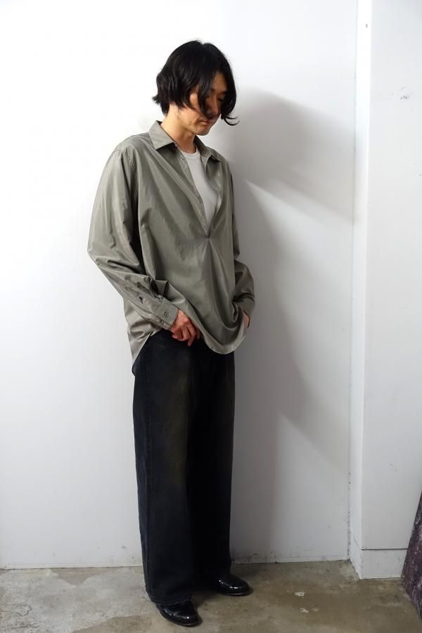 ssstein(シュタイン)/SILK/NYLON OVERSIZED SKIPPER SHIRT/BLACK 通販