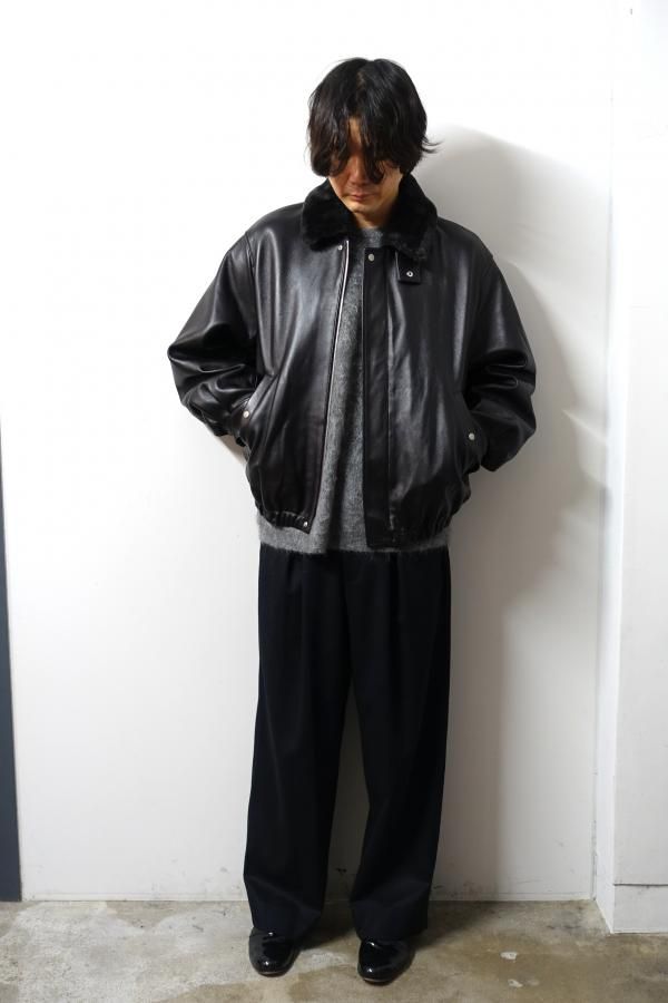ジャケット・アウター ssstein sheepleather stand collar jacket ssstein(シュタイン)/MOUTON COLLAR SHEEP LEATHER ZIP JACKET/GREY