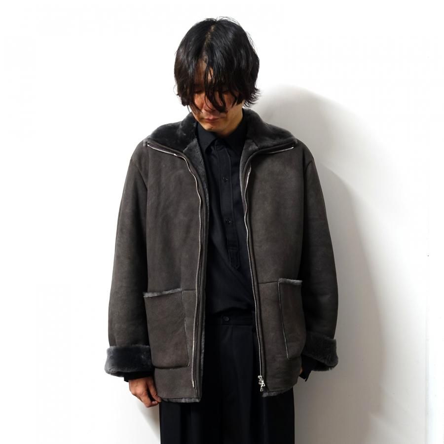 stein 黒 レザー ロングジャケット stein / シュタイン】LEATHER FLY FRONT LONG JACKET - DARK