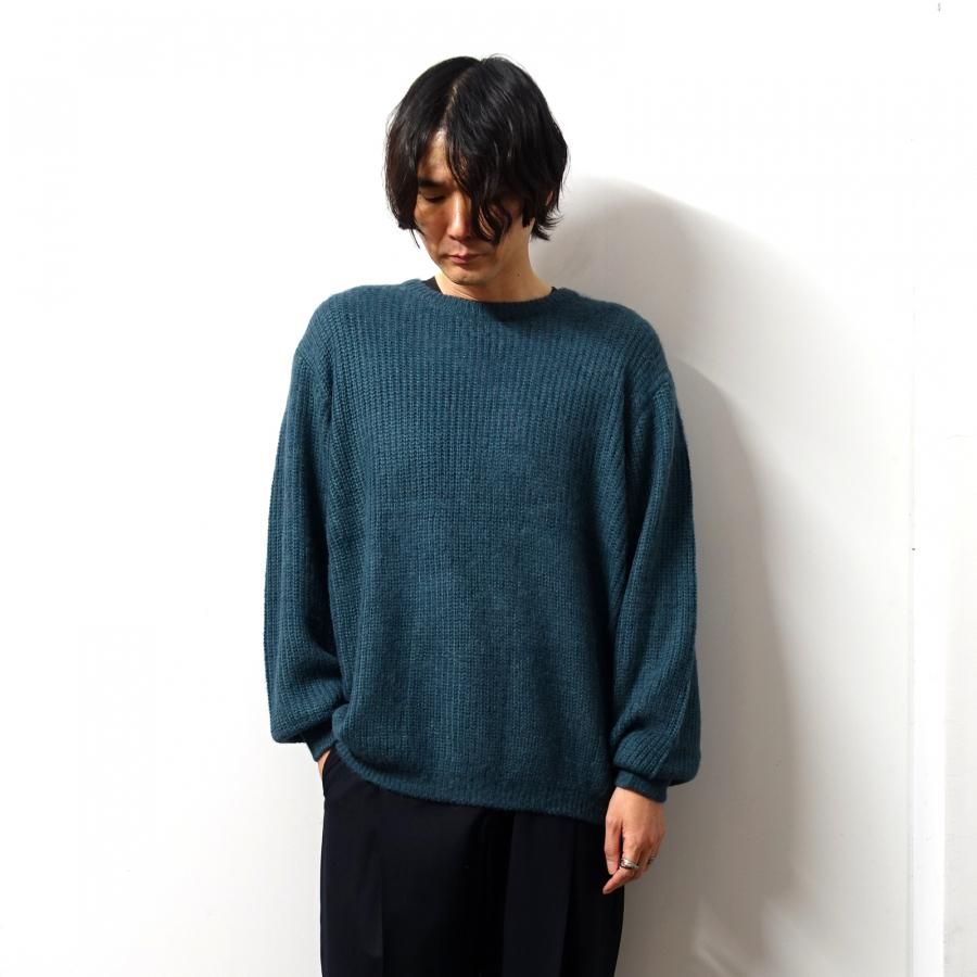 URU(ウル)/CREW NECK KNIT/Y.Green URU TOKYO - Crew Neck Sweat -スウェット-（Green / グリーン