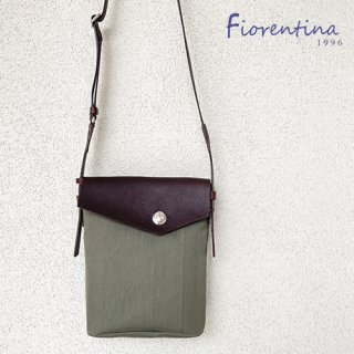 Fiorentina：コンパクトショルダー（レザー×ナイロン）【チョコ×モスグリーン】 