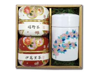 Ｈ７３０９ 伊万里焼茶筒【こでまり】と佐賀銘茶セット - 九州のお茶